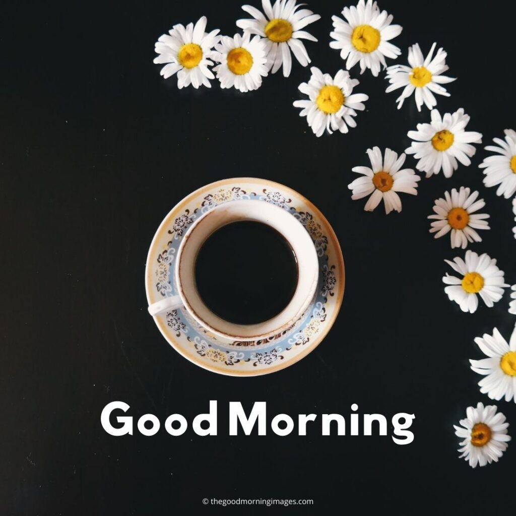 good morning coffee images with flowers