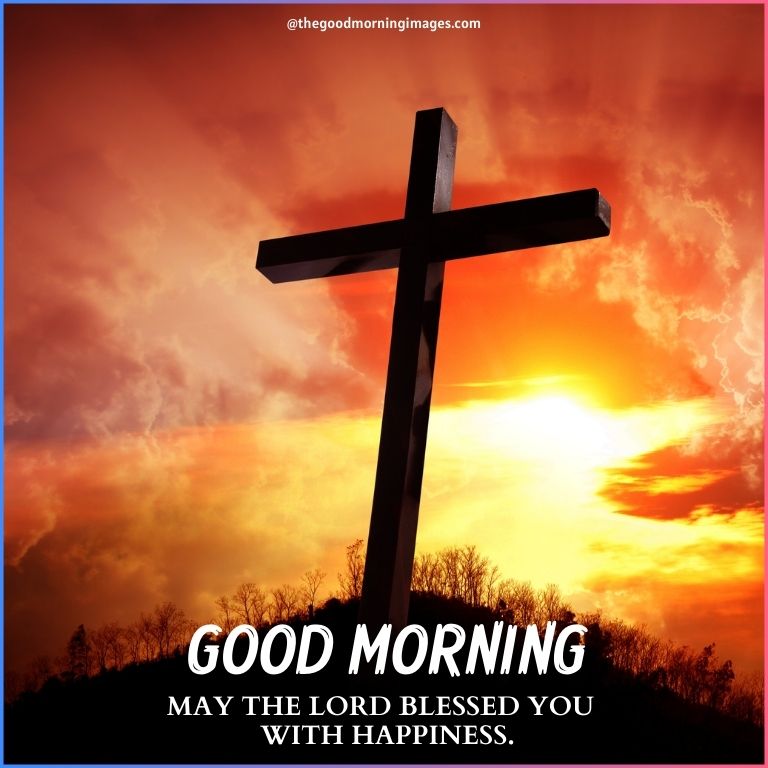 Religious Cross Image With Good Morning Blessings Quotes