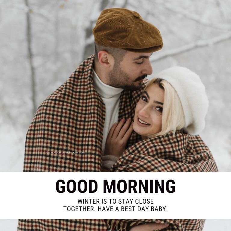 couple romantic winter good morning images