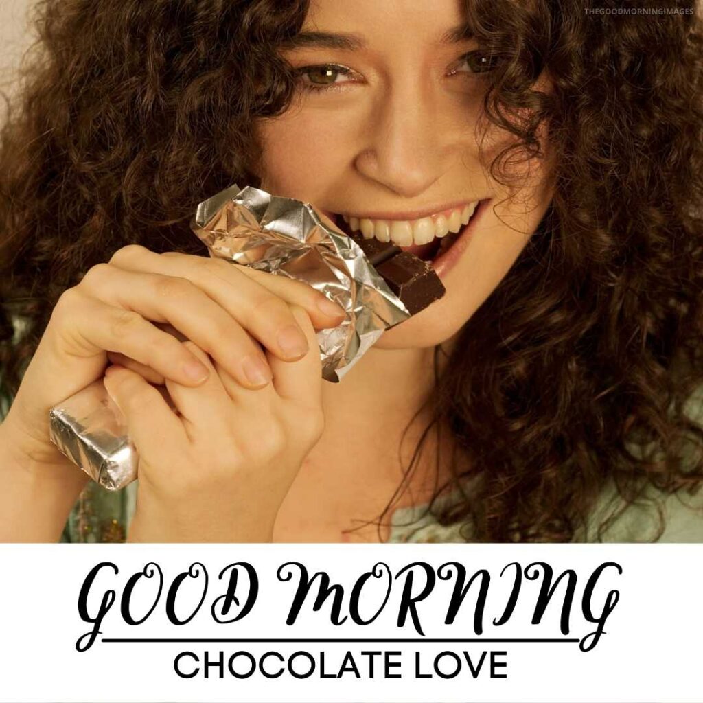 good morning images with eating chocolate